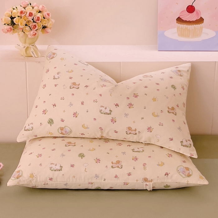 DoDo 兜兜 2026新款全棉纯棉小温暖双层纱系列单枕套【可定做尺寸】春日小狗