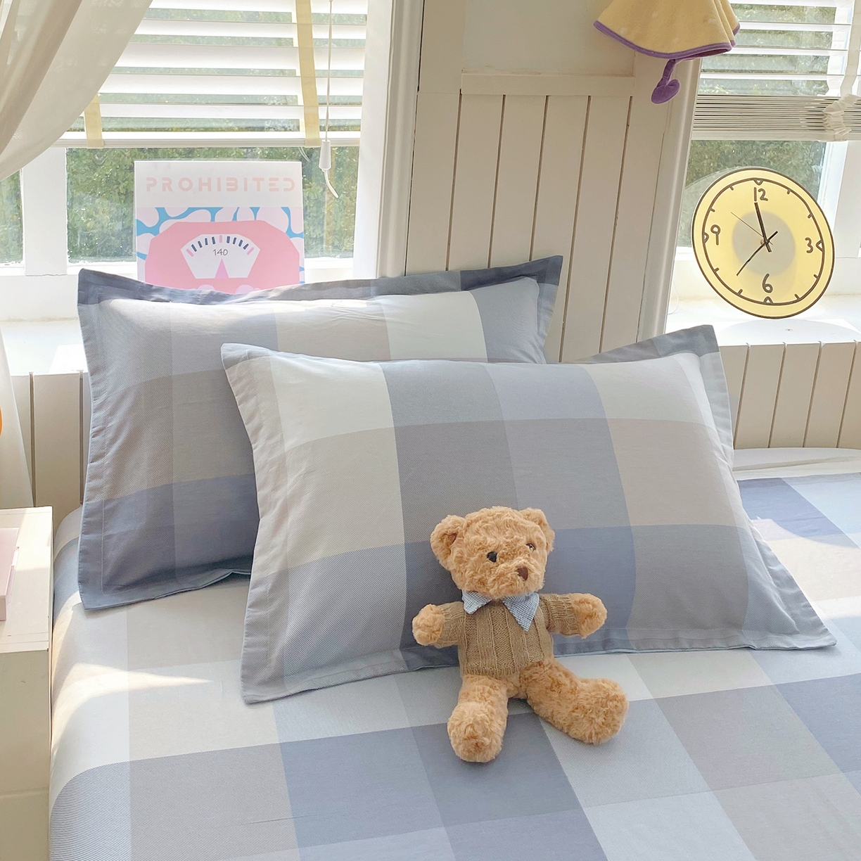 91家纺网 家纺一手货源 找家纺 金丝兔 2026新款ins新疆全棉印花小清新纯棉单被套（提供买家秀和质检报告） 格韵-灰