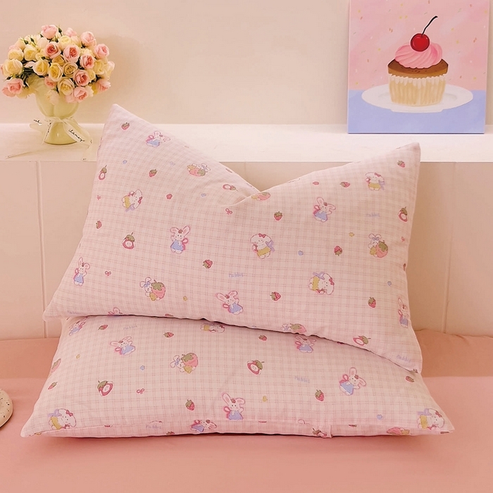 DoDo 兜兜 2026新款全棉纯棉小温暖双层纱系列单枕套【可定做尺寸】格子兔