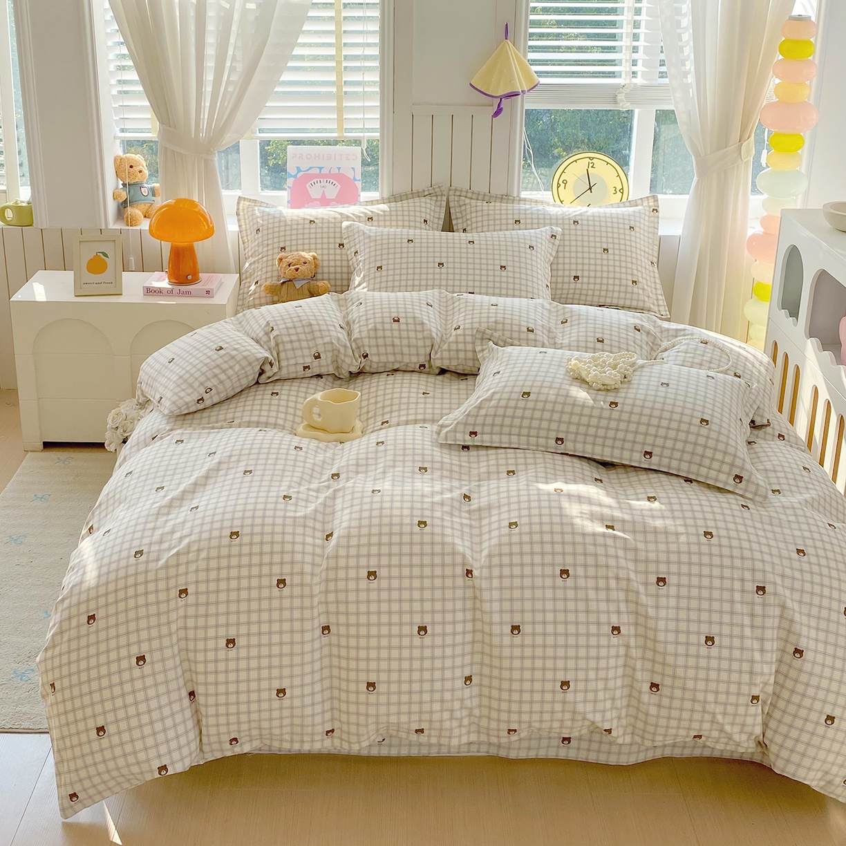 91家纺网 家纺一手货源 找家纺 金丝兔 2026新款ins新疆全棉印花小清新纯棉单被套（提供买家秀和质检报告） 格子熊