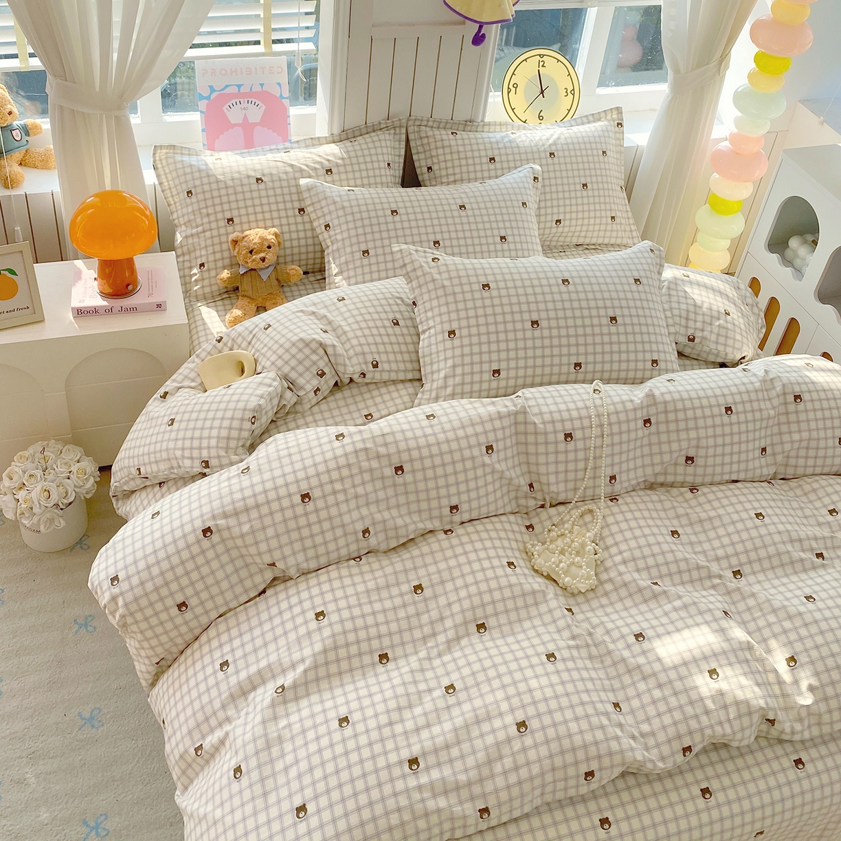 91家纺网 家纺一手货源 找家纺 金丝兔 2026新款ins新疆全棉印花小清新纯棉单被套（提供买家秀和质检报告） 格子熊