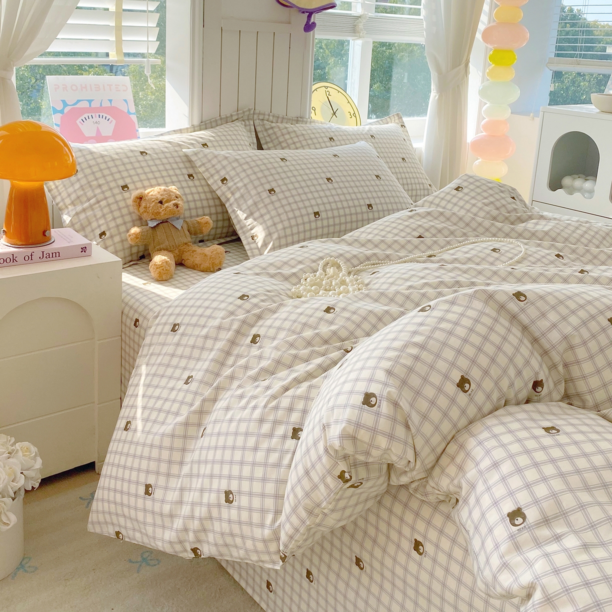 91家纺网 家纺一手货源 找家纺 金丝兔 2026新款ins新疆全棉印花小清新纯棉单被套（提供买家秀和质检报告） 格子熊