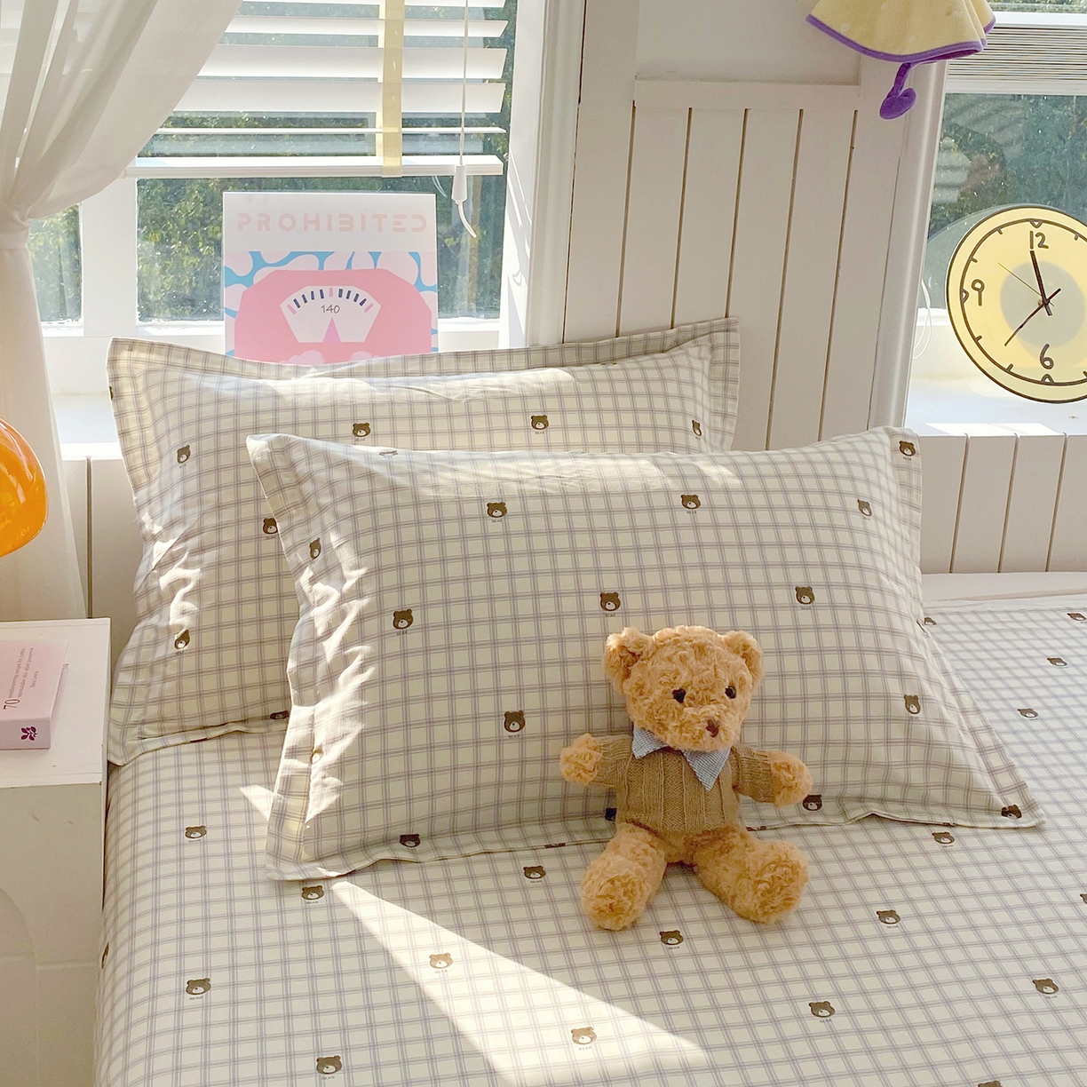 91家纺网 家纺一手货源 找家纺 金丝兔 2026新款ins新疆全棉印花小清新纯棉单被套（提供买家秀和质检报告） 格子熊