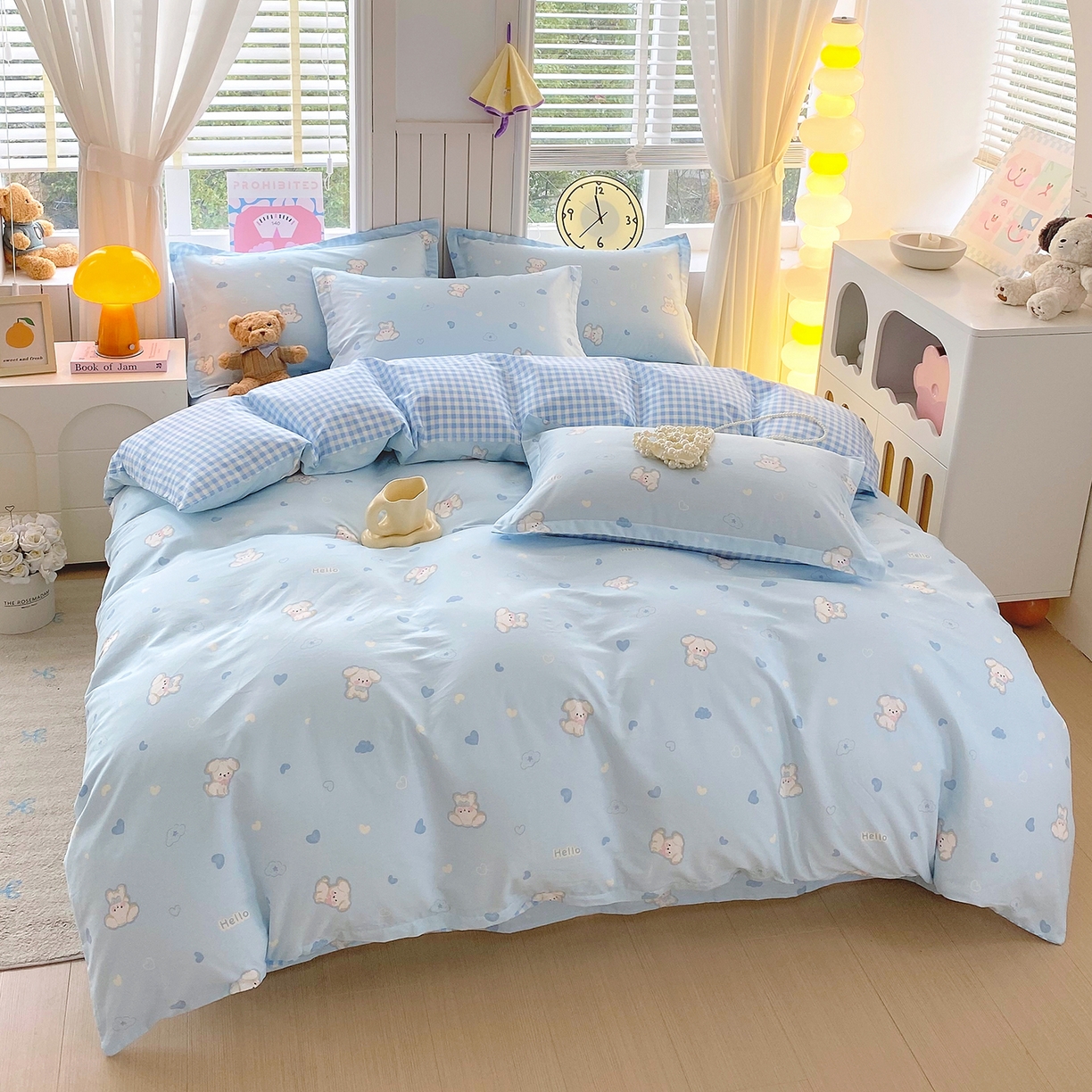 91家纺网 家纺一手货源 找家纺 金丝兔 2026新款ins新疆全棉印花小清新纯棉单被套（提供买家秀和质检报告） 哈基米