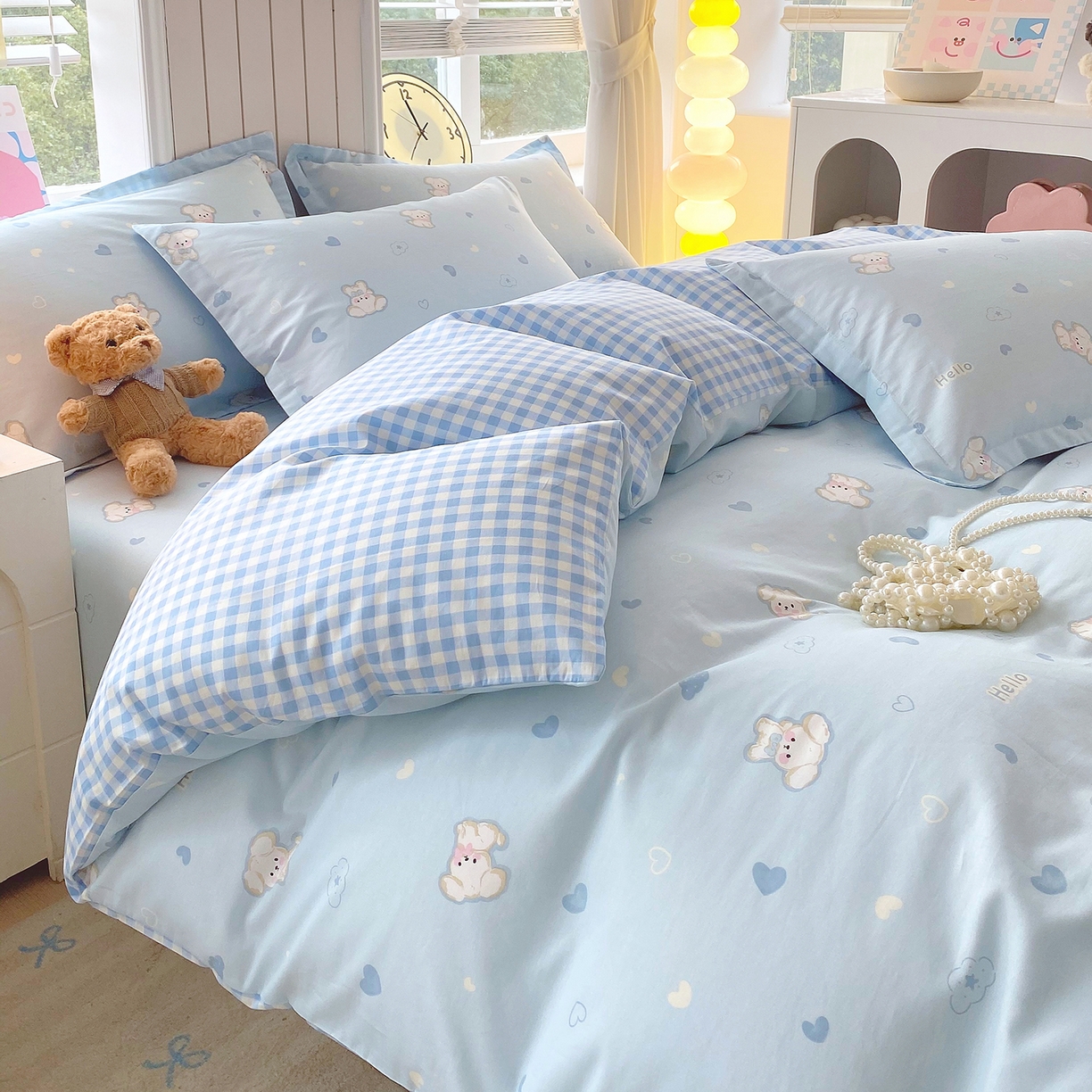 91家纺网 家纺一手货源 找家纺 金丝兔 2026新款ins新疆全棉印花小清新纯棉单被套（提供买家秀和质检报告） 哈基米