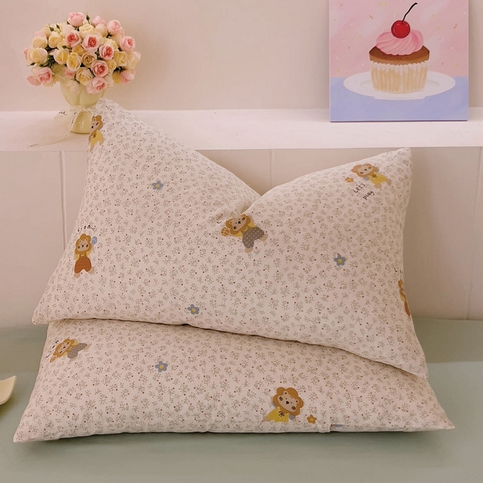 DoDo 兜兜 2026新款全棉纯棉小温暖双层纱系列单枕套【可定做尺寸】萌萌狮