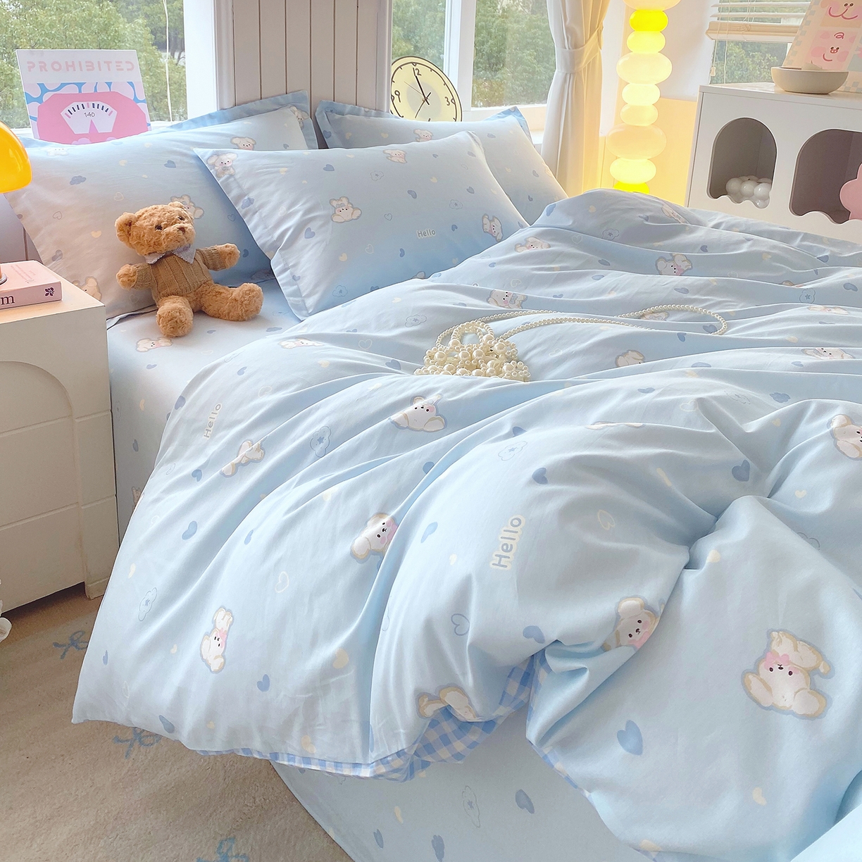 91家纺网 家纺一手货源 找家纺 金丝兔 2026新款ins新疆全棉印花小清新纯棉单被套（提供买家秀和质检报告） 哈基米