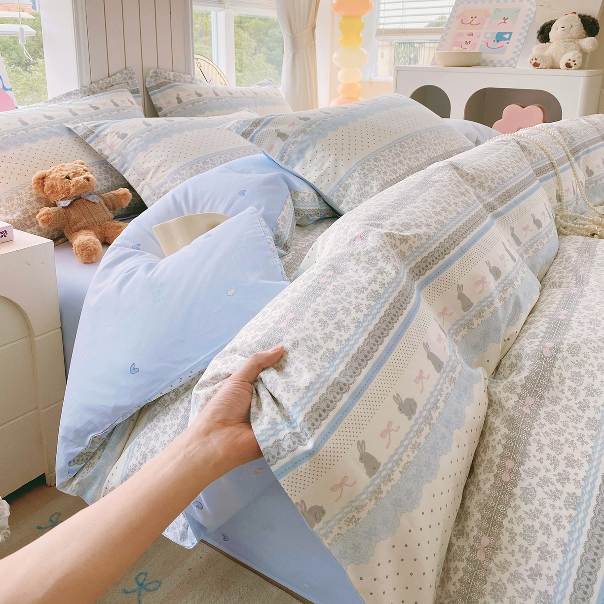 金丝兔 2026新款ins新疆全棉印花小清新纯棉单被套（提供买家秀和质检报告） 海盐兔