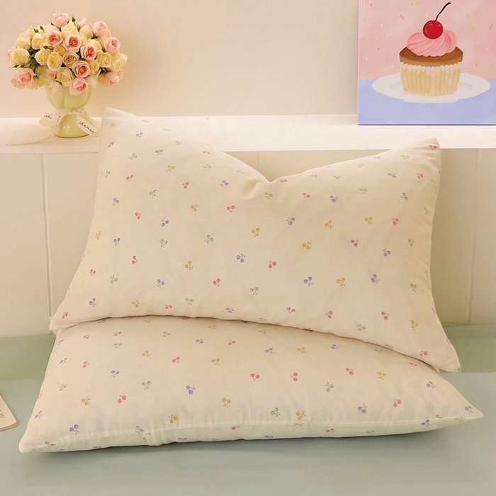 DoDo 兜兜 2026新款全棉纯棉小温暖双层纱系列单枕套【可定做尺寸】五彩樱桃
