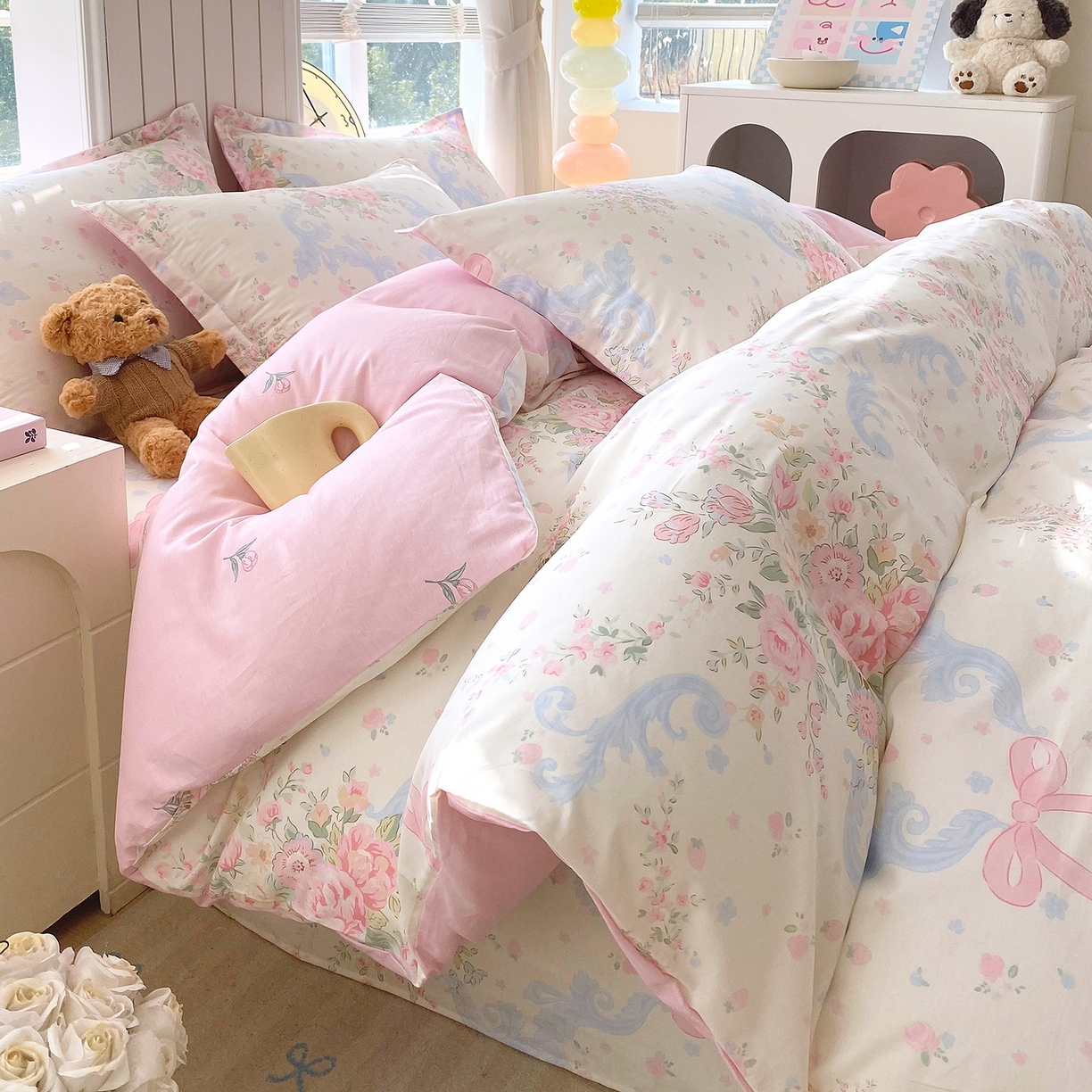 91家纺网 家纺一手货源 找家纺 金丝兔 2026新款ins新疆全棉印花小清新纯棉单被套（提供买家秀和质检报告） 花漫歌