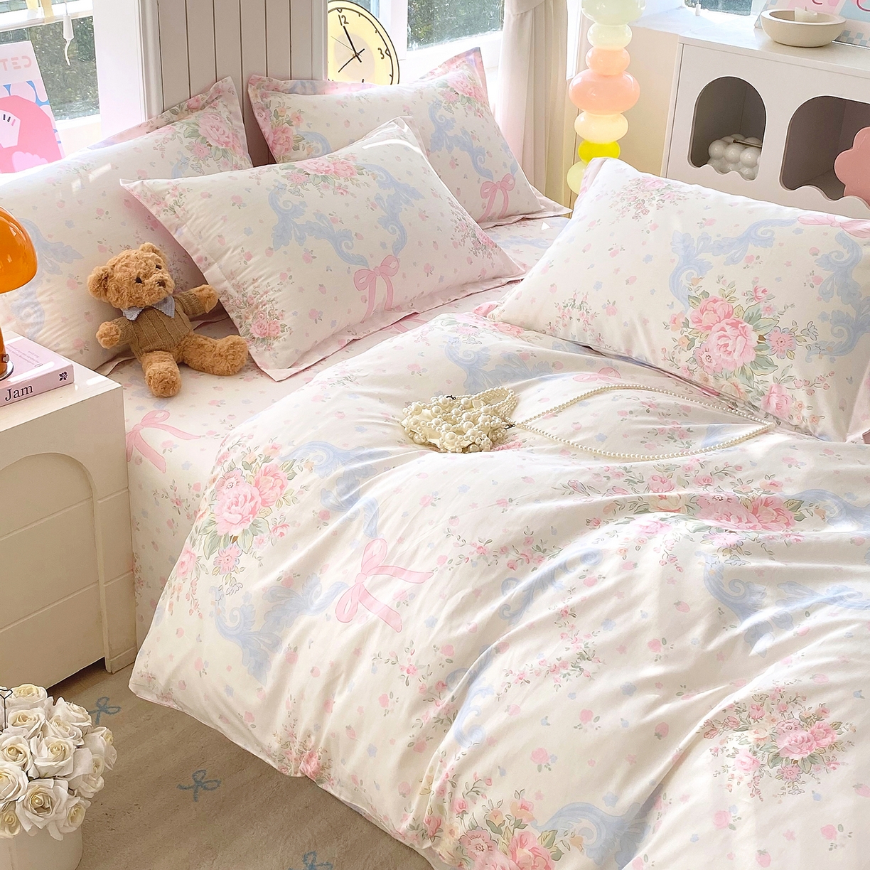 91家纺网 家纺一手货源 找家纺 金丝兔 2026新款ins新疆全棉印花小清新纯棉单被套（提供买家秀和质检报告） 花漫歌