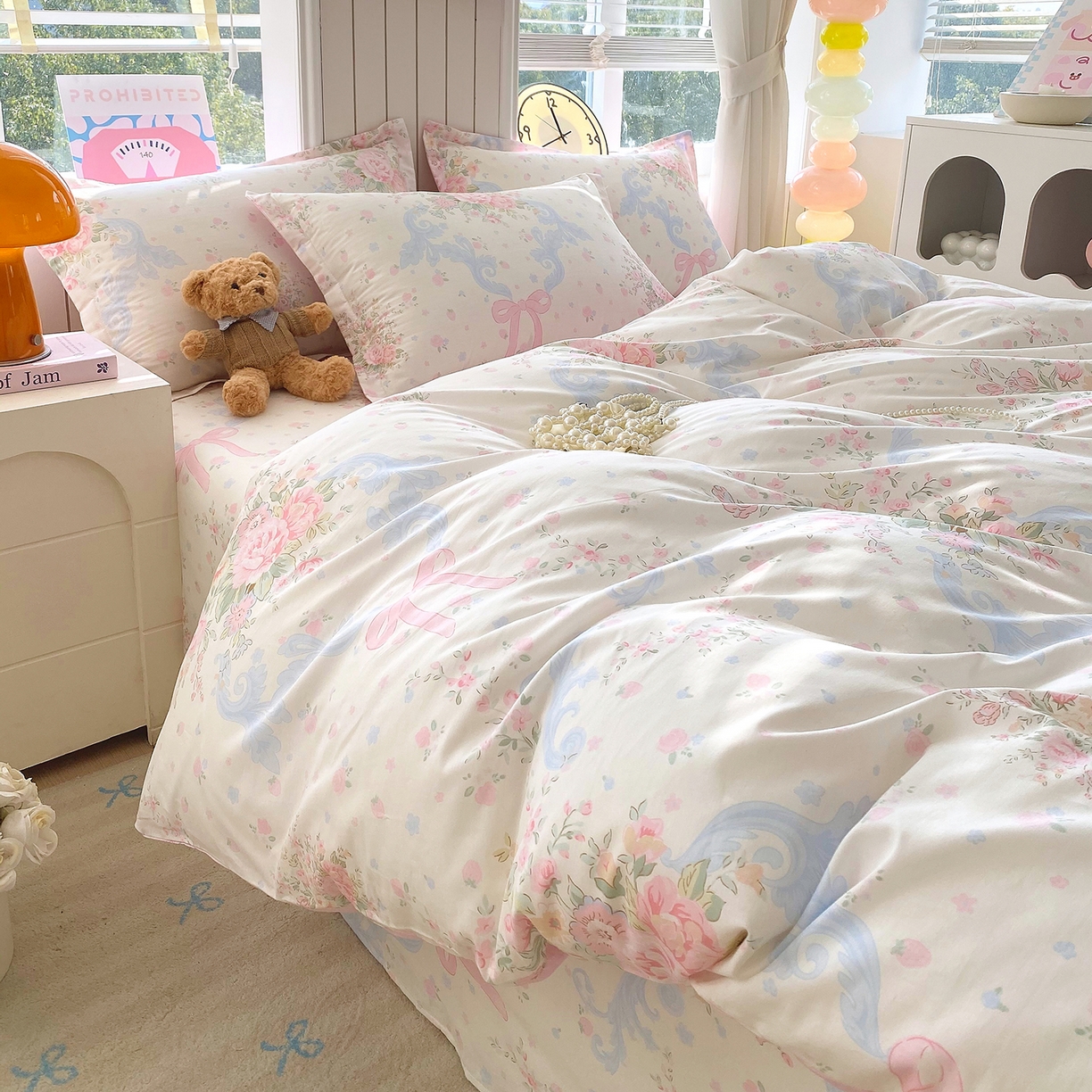 91家纺网 家纺一手货源 找家纺 金丝兔 2026新款ins新疆全棉印花小清新纯棉单被套（提供买家秀和质检报告） 花漫歌