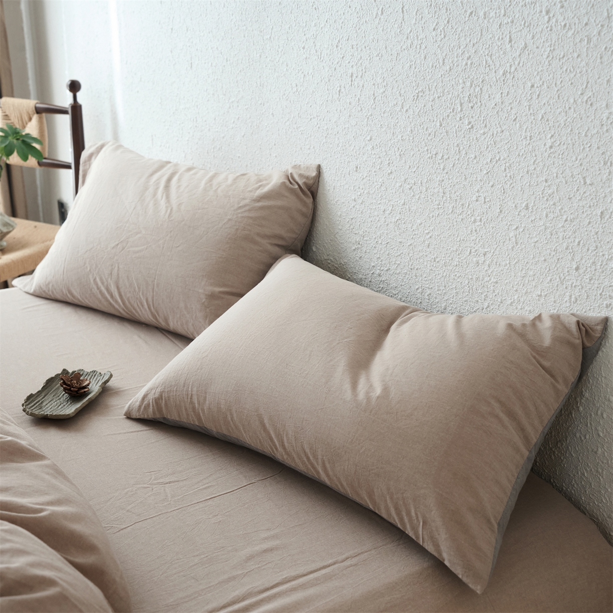 91家纺网 家纺一手货源 找家纺 兰紫橙家纺 2026新款A类色织纯色全棉水洗棉四件套 全棉水洗棉-卡其