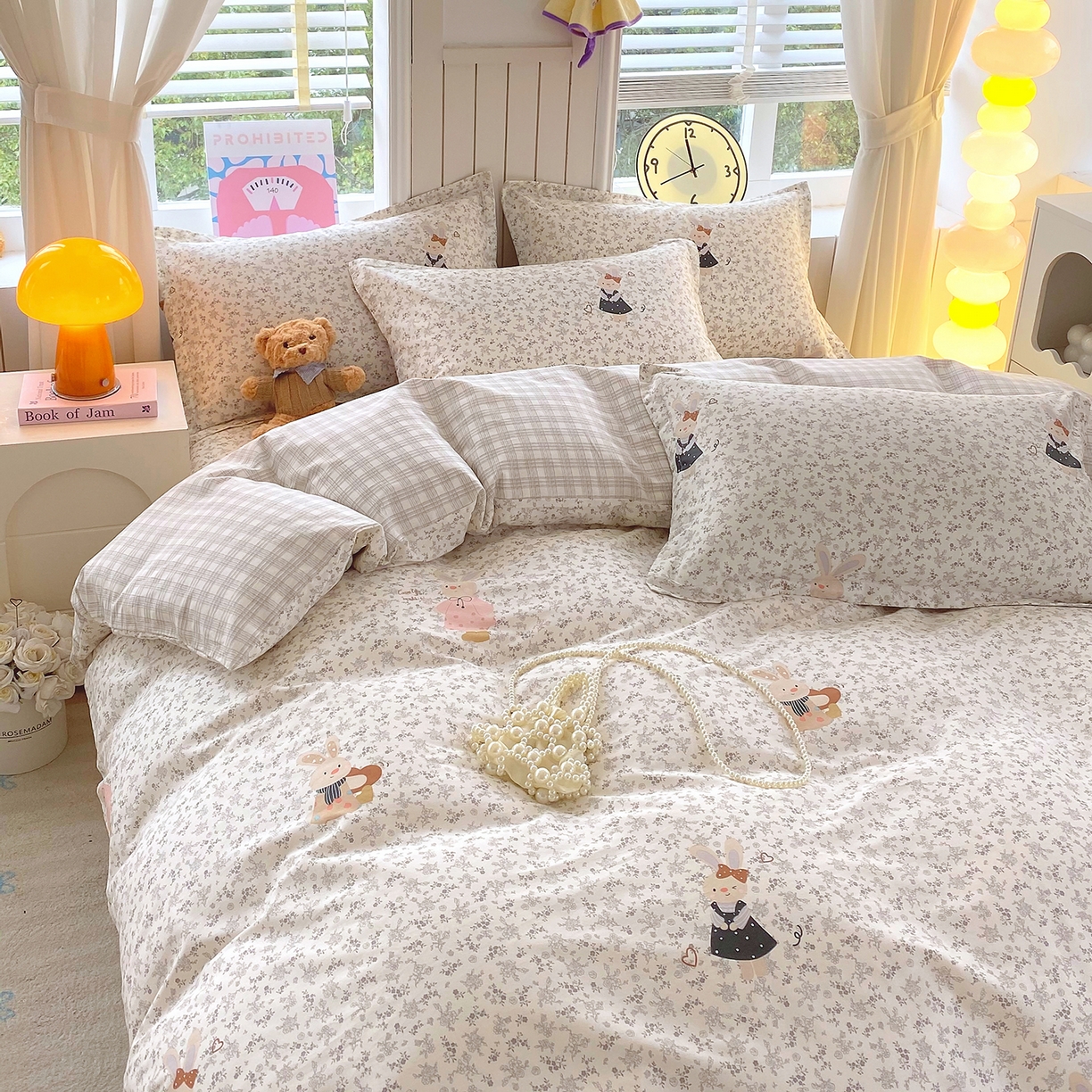 91家纺网 家纺一手货源 找家纺 金丝兔 2026新款ins新疆全棉印花小清新纯棉单被套（提供买家秀和质检报告） 吉吉兔