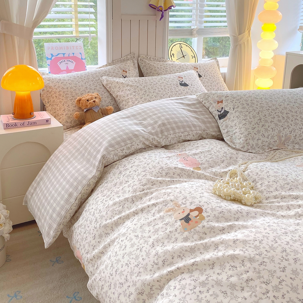 91家纺网 家纺一手货源 找家纺 金丝兔 2026新款ins新疆全棉印花小清新纯棉单被套（提供买家秀和质检报告） 吉吉兔