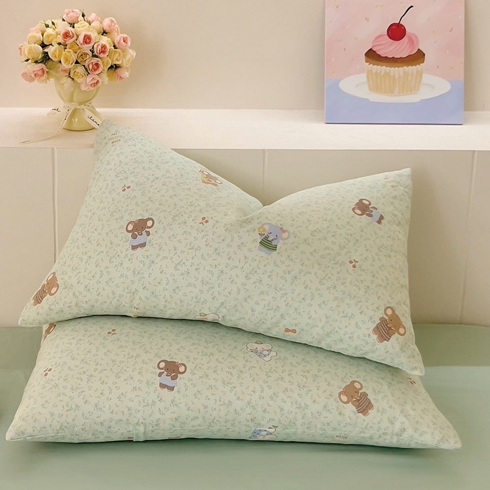 DoDo 兜兜 2026新款全棉纯棉小温暖双层纱系列单枕套【可定做尺寸】幸福小象-绿