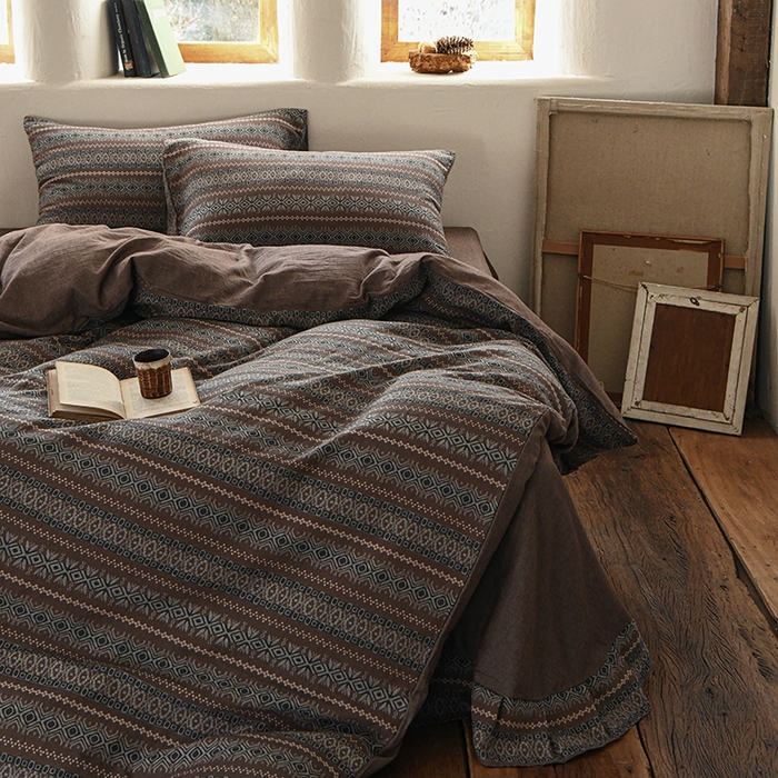 91家纺网 家纺一手货源 找家纺 （总）松色家居 2026新款全棉水洗色织四件套-北国之约