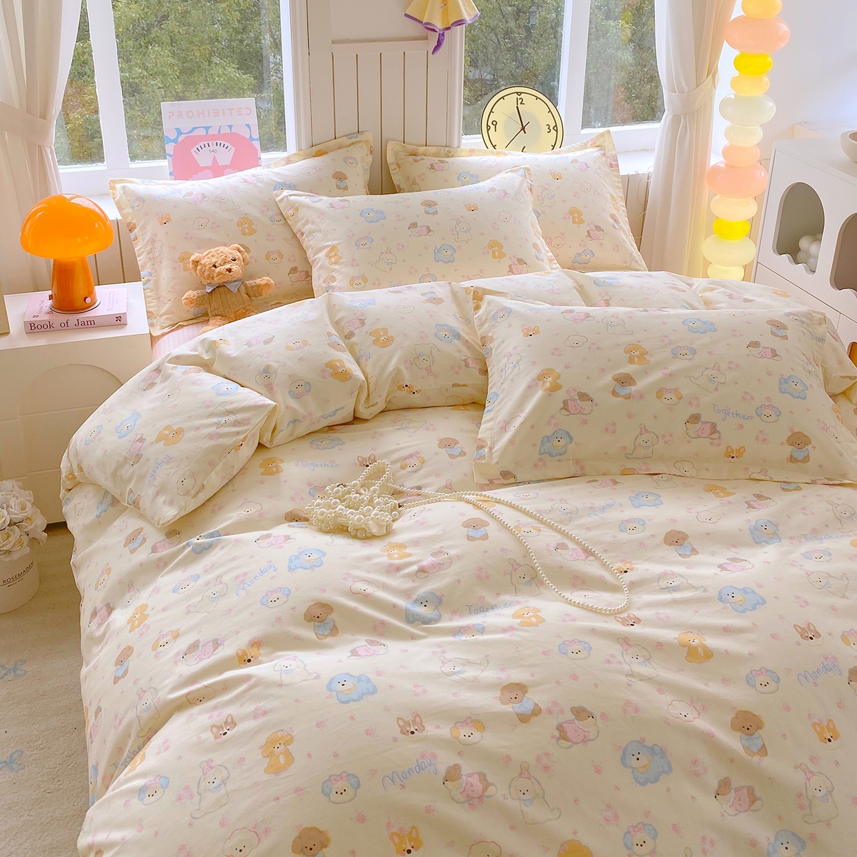 91家纺网 家纺一手货源 找家纺 金丝兔 2026新款ins新疆全棉印花小清新纯棉单被套（提供买家秀和质检报告） 萌宠乐园