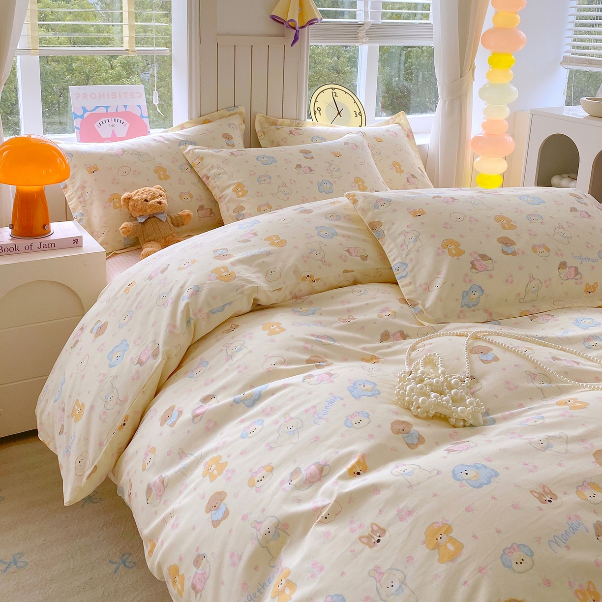 91家纺网 家纺一手货源 找家纺 金丝兔 2026新款ins新疆全棉印花小清新纯棉单被套（提供买家秀和质检报告） 萌宠乐园