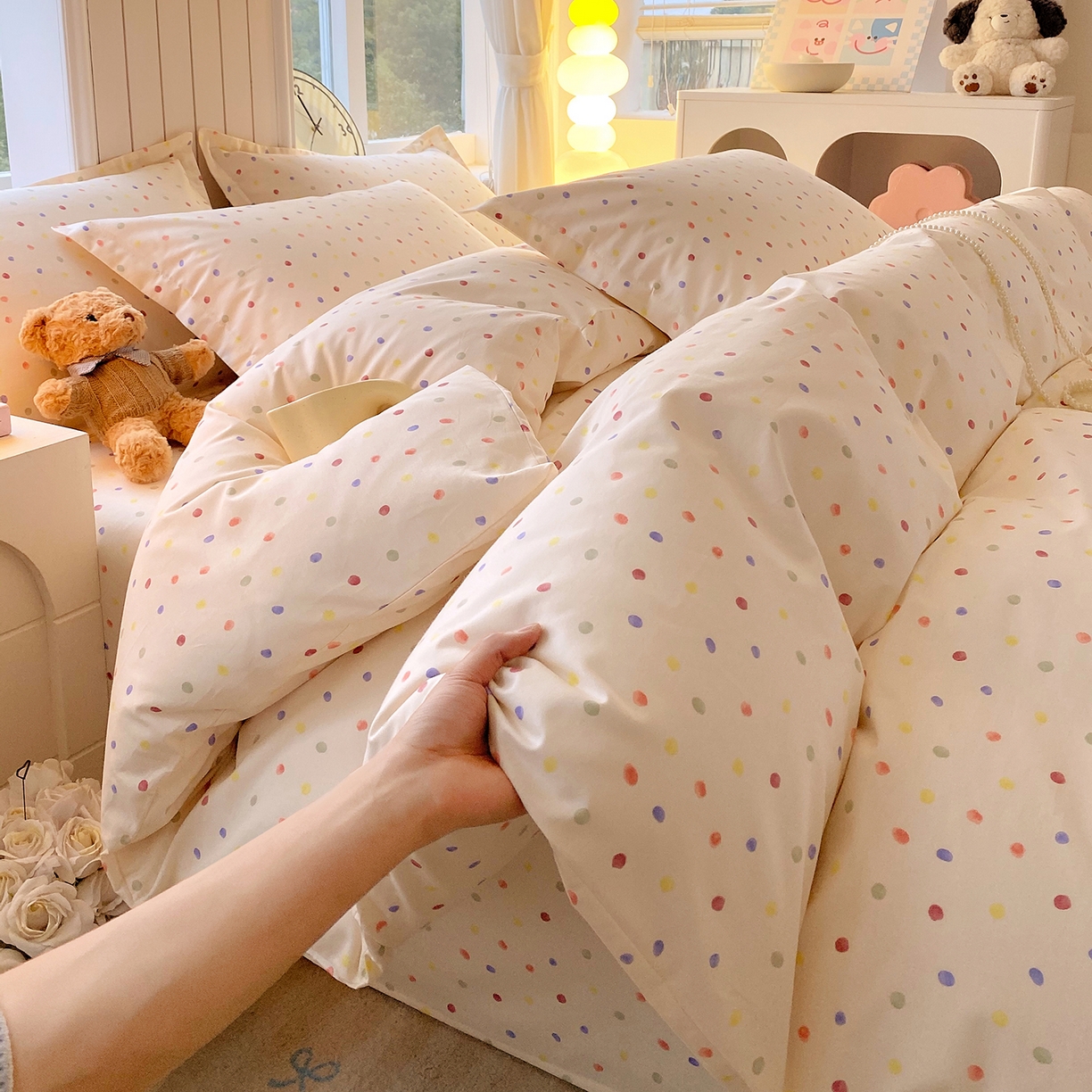 金丝兔 2026新款ins新疆全棉印花小清新纯棉单被套（提供买家秀和质检报告） 奶油波点