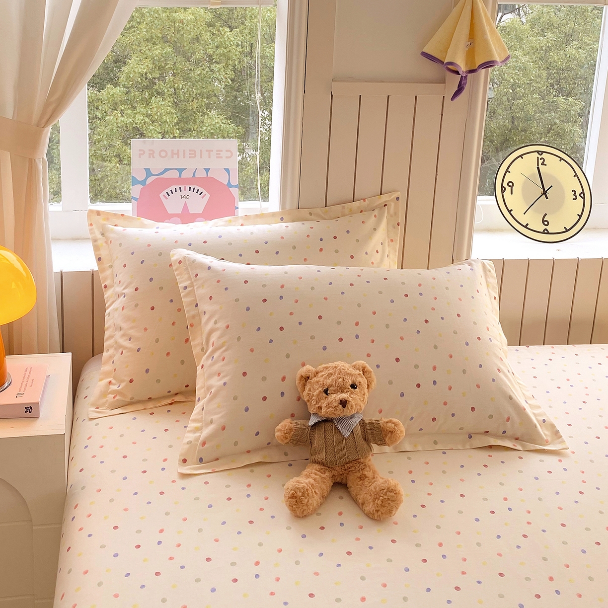 91家纺网 家纺一手货源 找家纺 金丝兔 2026新款ins新疆全棉印花小清新纯棉单被套（提供买家秀和质检报告） 奶油波点