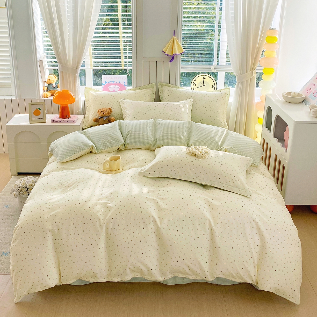 91家纺网 家纺一手货源 找家纺 金丝兔 2026新款ins新疆全棉印花小清新纯棉单被套（提供买家秀和质检报告） 泡芙小花