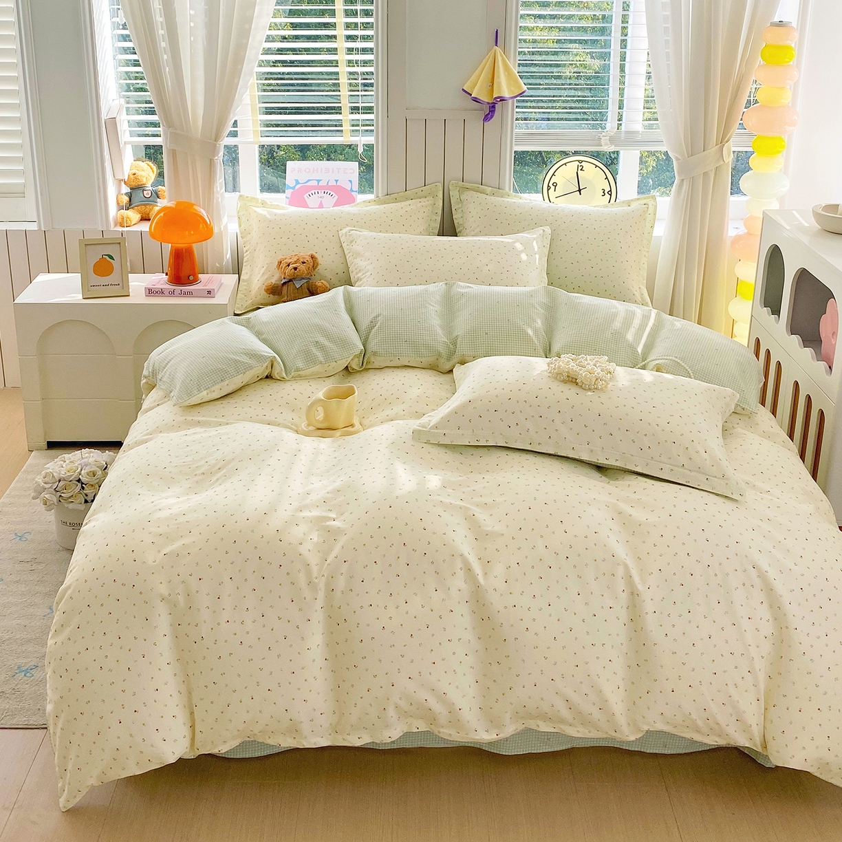 91家纺网 家纺一手货源 找家纺 金丝兔 2026新款ins新疆全棉印花小清新纯棉单被套（提供买家秀和质检报告） 泡芙小花