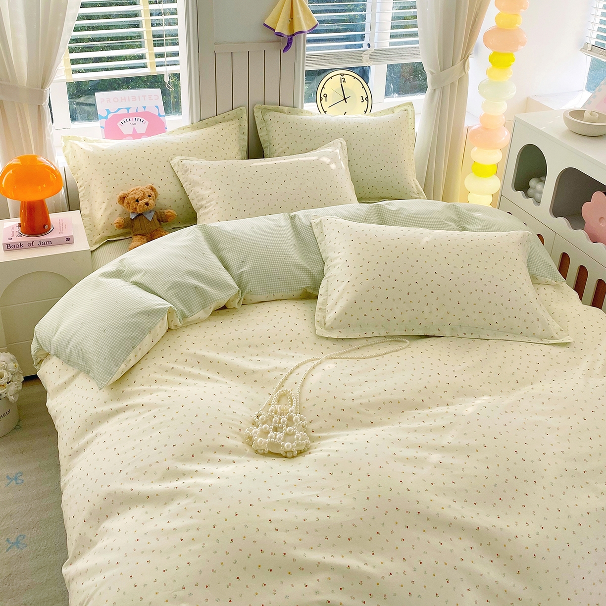 91家纺网 家纺一手货源 找家纺 金丝兔 2026新款ins新疆全棉印花小清新纯棉单被套（提供买家秀和质检报告） 泡芙小花