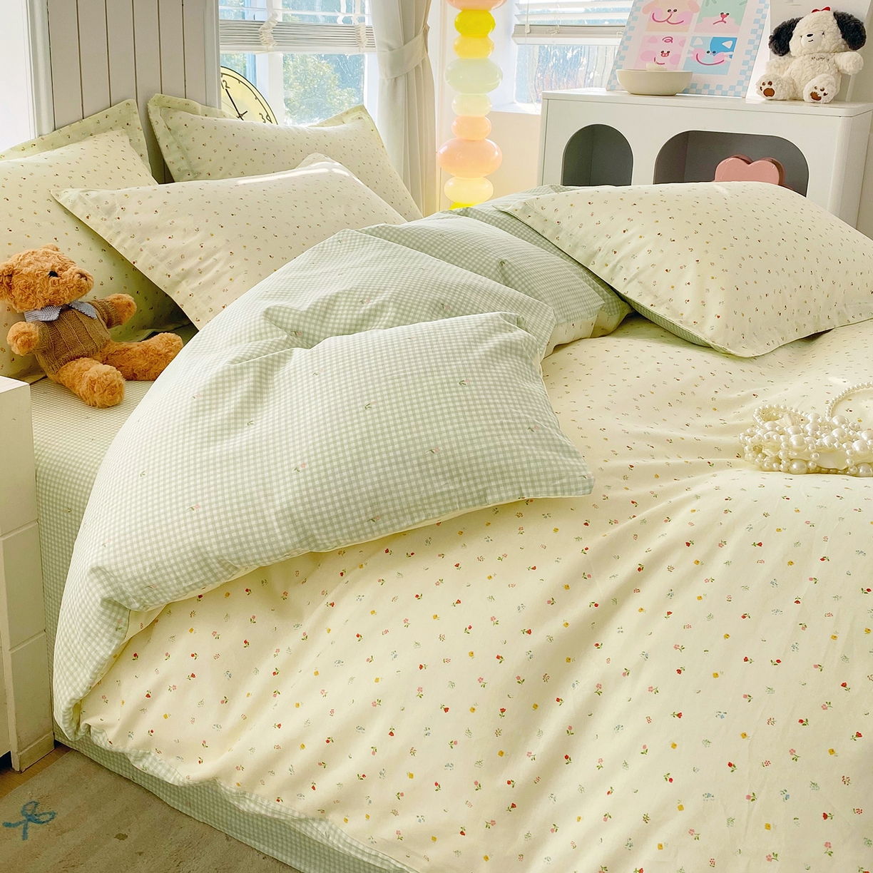 91家纺网 家纺一手货源 找家纺 金丝兔 2026新款ins新疆全棉印花小清新纯棉单被套（提供买家秀和质检报告） 泡芙小花