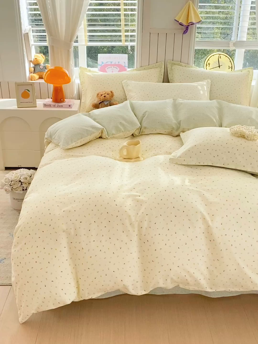 91家纺网 家纺一手货源 找家纺 金丝兔 2026新款ins新疆全棉印花小清新纯棉单被套（提供买家秀和质检报告） 泡芙小花