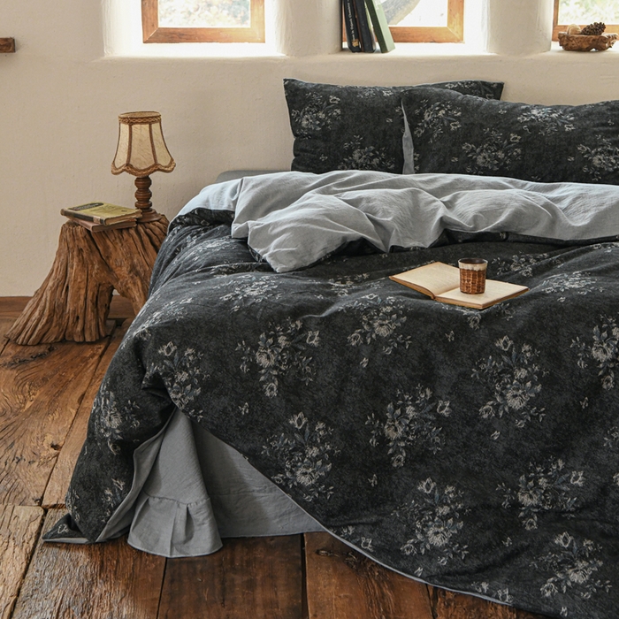 91家纺网 家纺一手货源 找家纺 （总）松色家居 2026新款全棉水洗色织四件套-飞花集