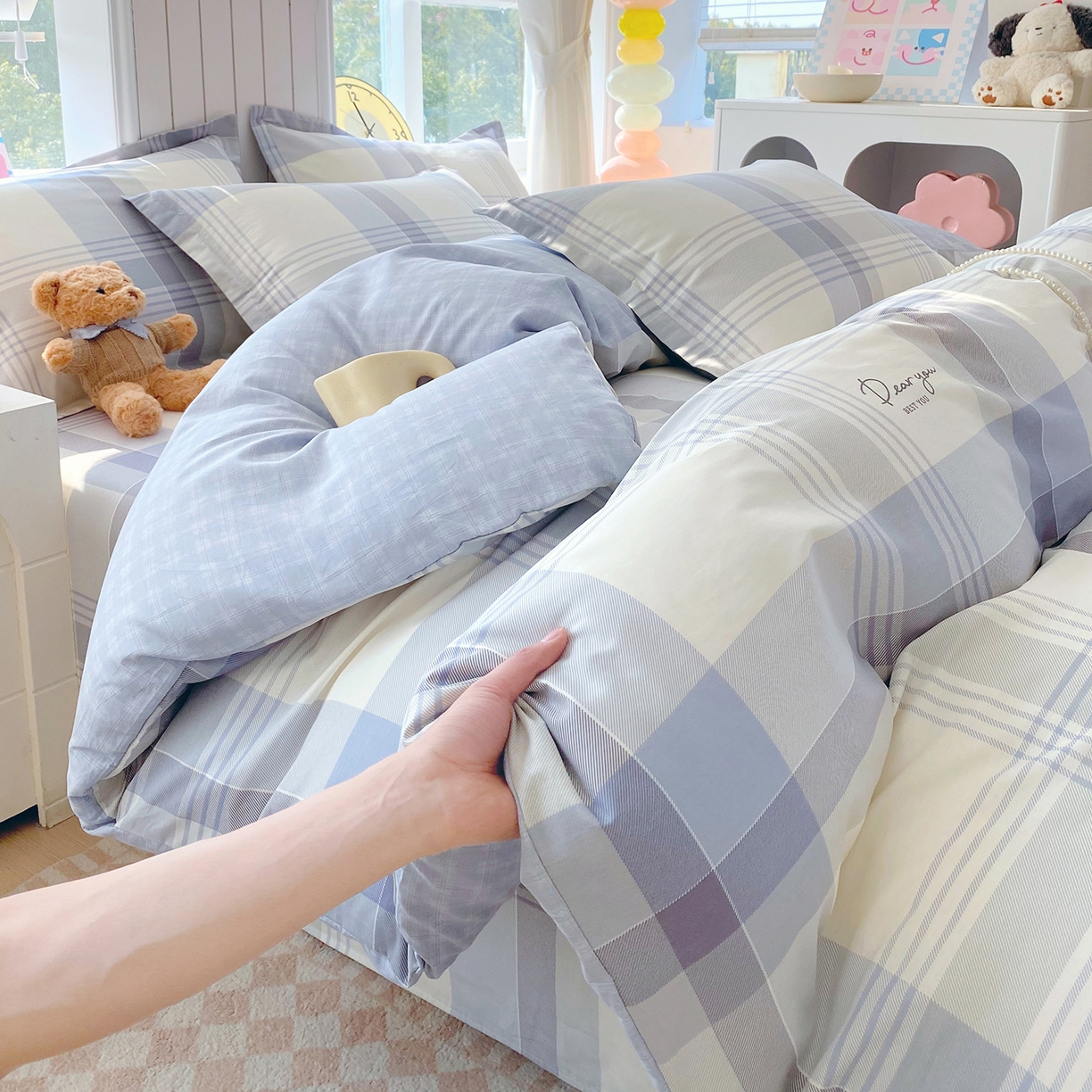 金丝兔 2026新款ins新疆全棉印花小清新纯棉单被套（提供买家秀和质检报告） 浅格念