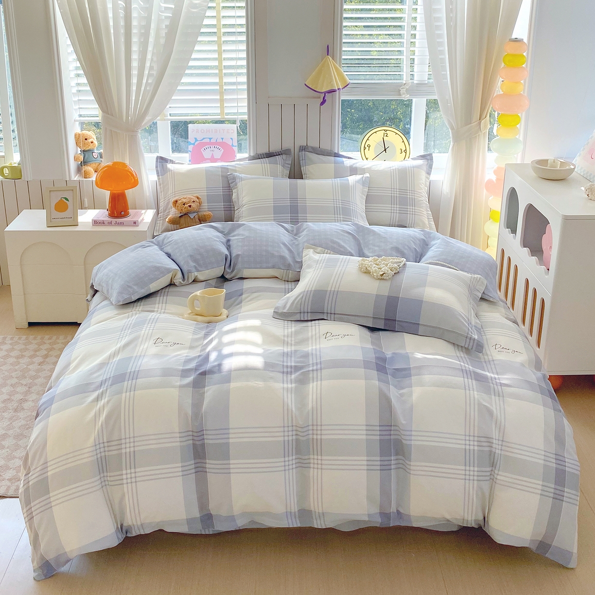 91家纺网 家纺一手货源 找家纺 金丝兔 2026新款ins新疆全棉印花小清新纯棉单被套（提供买家秀和质检报告） 浅格念