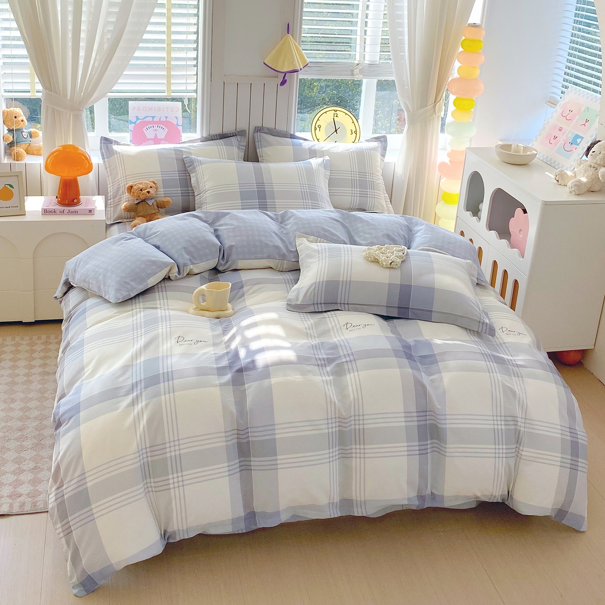 91家纺网 家纺一手货源 找家纺 金丝兔 2026新款ins新疆全棉印花小清新纯棉单被套（提供买家秀和质检报告） 浅格念