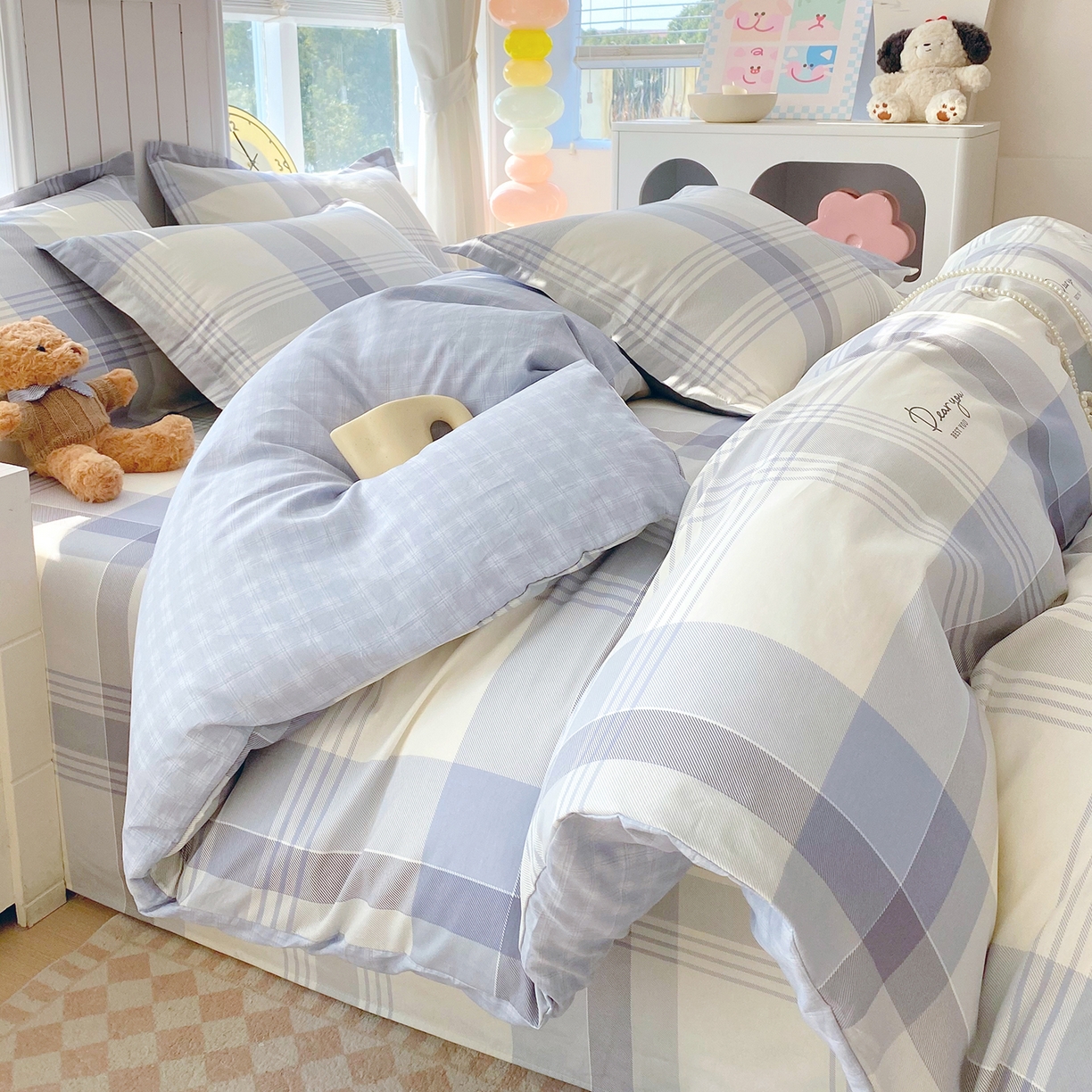 91家纺网 家纺一手货源 找家纺 金丝兔 2026新款ins新疆全棉印花小清新纯棉单被套（提供买家秀和质检报告） 浅格念