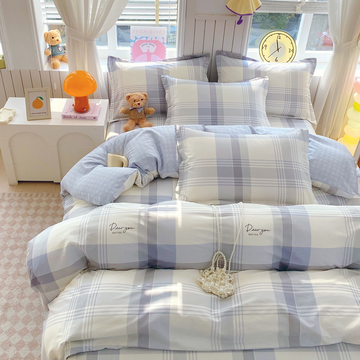 91家纺网 家纺一手货源 找家纺 金丝兔 2026新款ins新疆全棉印花小清新纯棉单被套（提供买家秀和质检报告） 浅格念