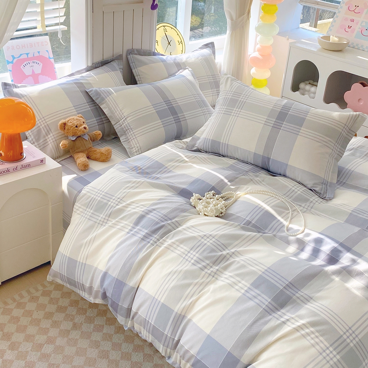 91家纺网 家纺一手货源 找家纺 金丝兔 2026新款ins新疆全棉印花小清新纯棉单被套（提供买家秀和质检报告） 浅格念