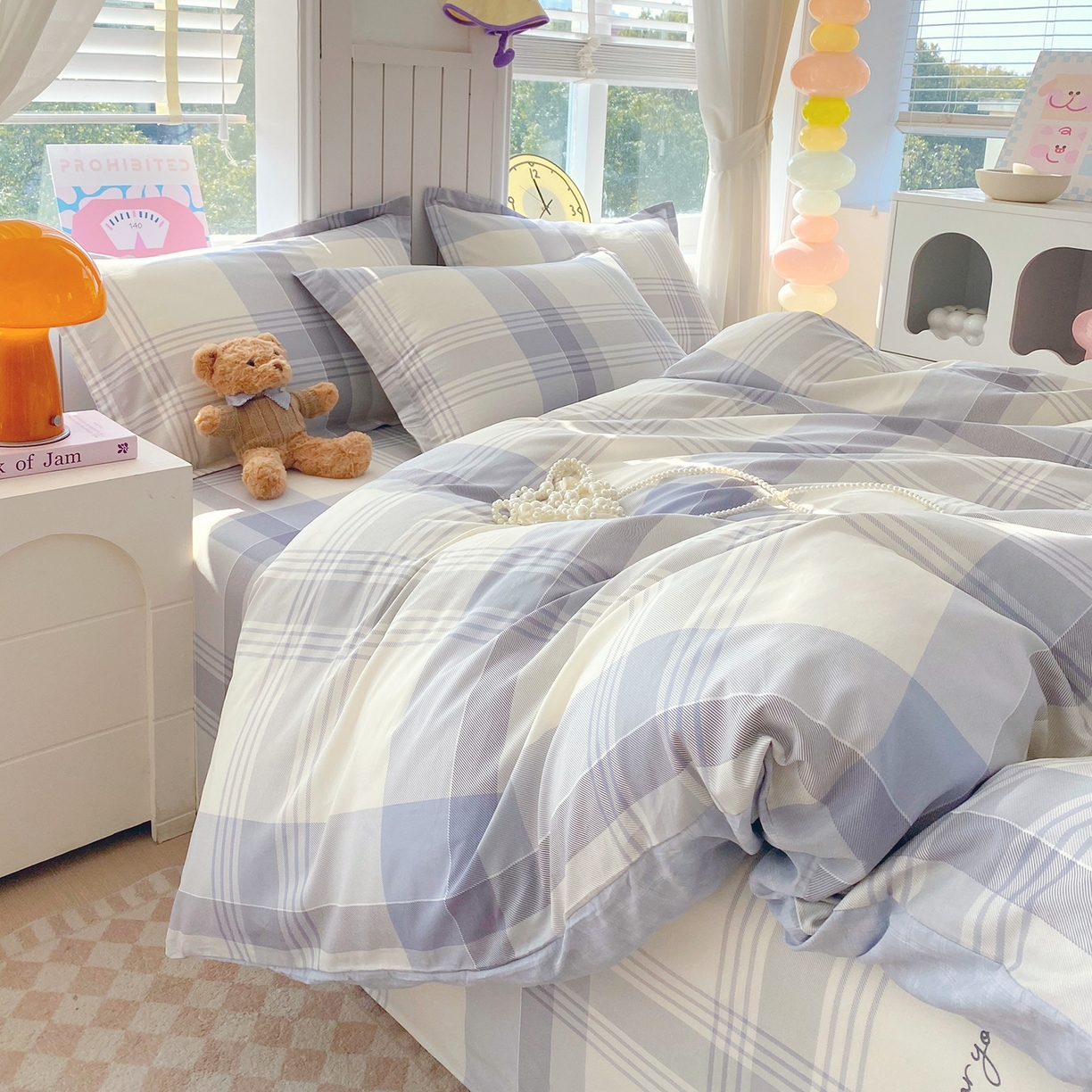 91家纺网 家纺一手货源 找家纺 金丝兔 2026新款ins新疆全棉印花小清新纯棉单被套（提供买家秀和质检报告） 浅格念