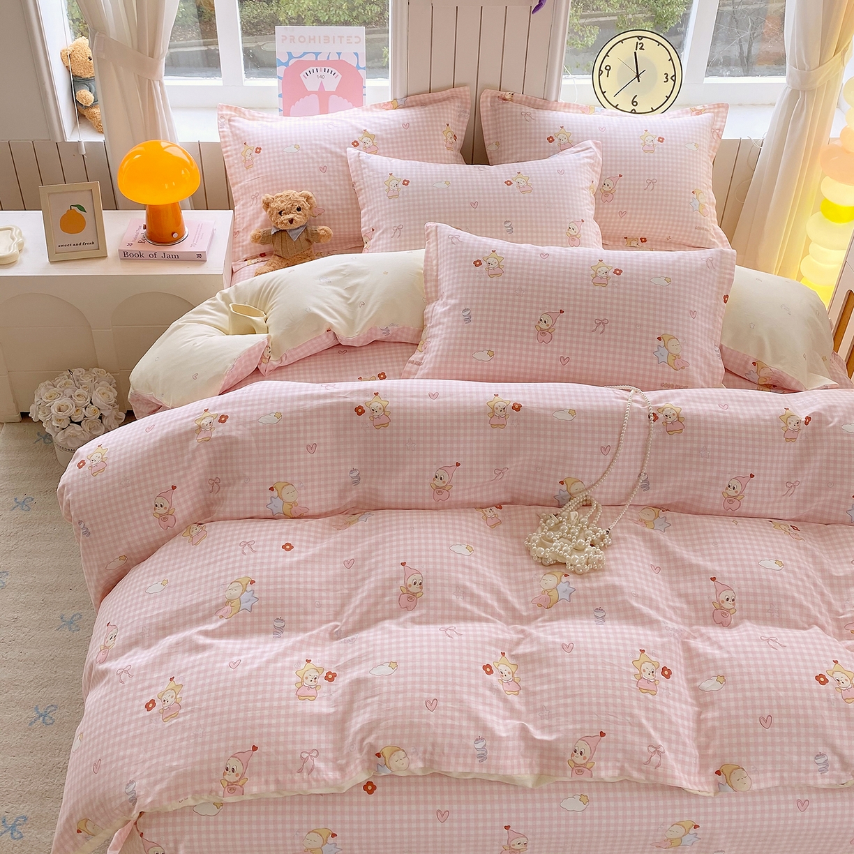 91家纺网 家纺一手货源 找家纺 金丝兔 2026新款ins新疆全棉印花小清新纯棉单被套（提供买家秀和质检报告） 甜梦精灵-粉