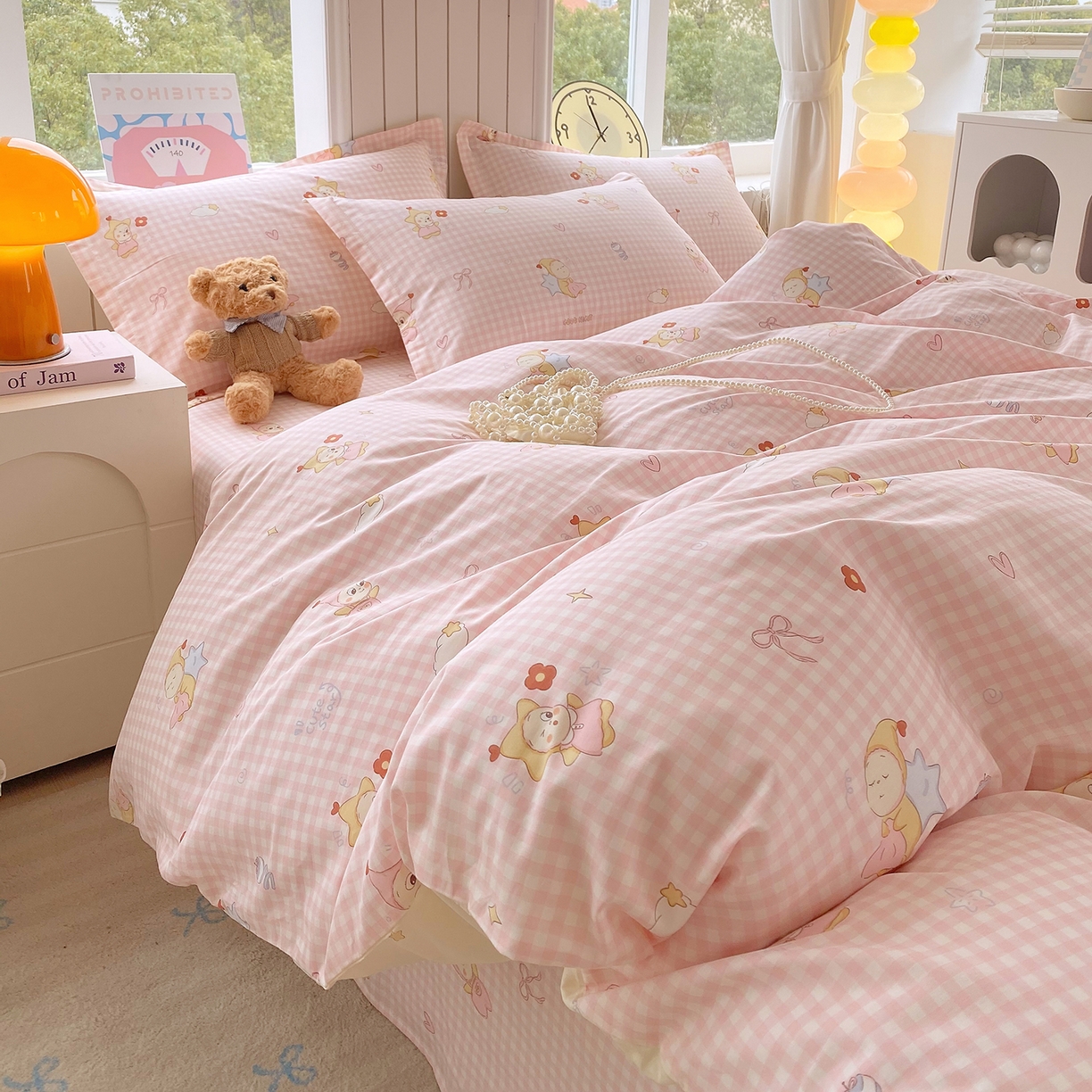 91家纺网 家纺一手货源 找家纺 金丝兔 2026新款ins新疆全棉印花小清新纯棉单被套（提供买家秀和质检报告） 甜梦精灵-粉