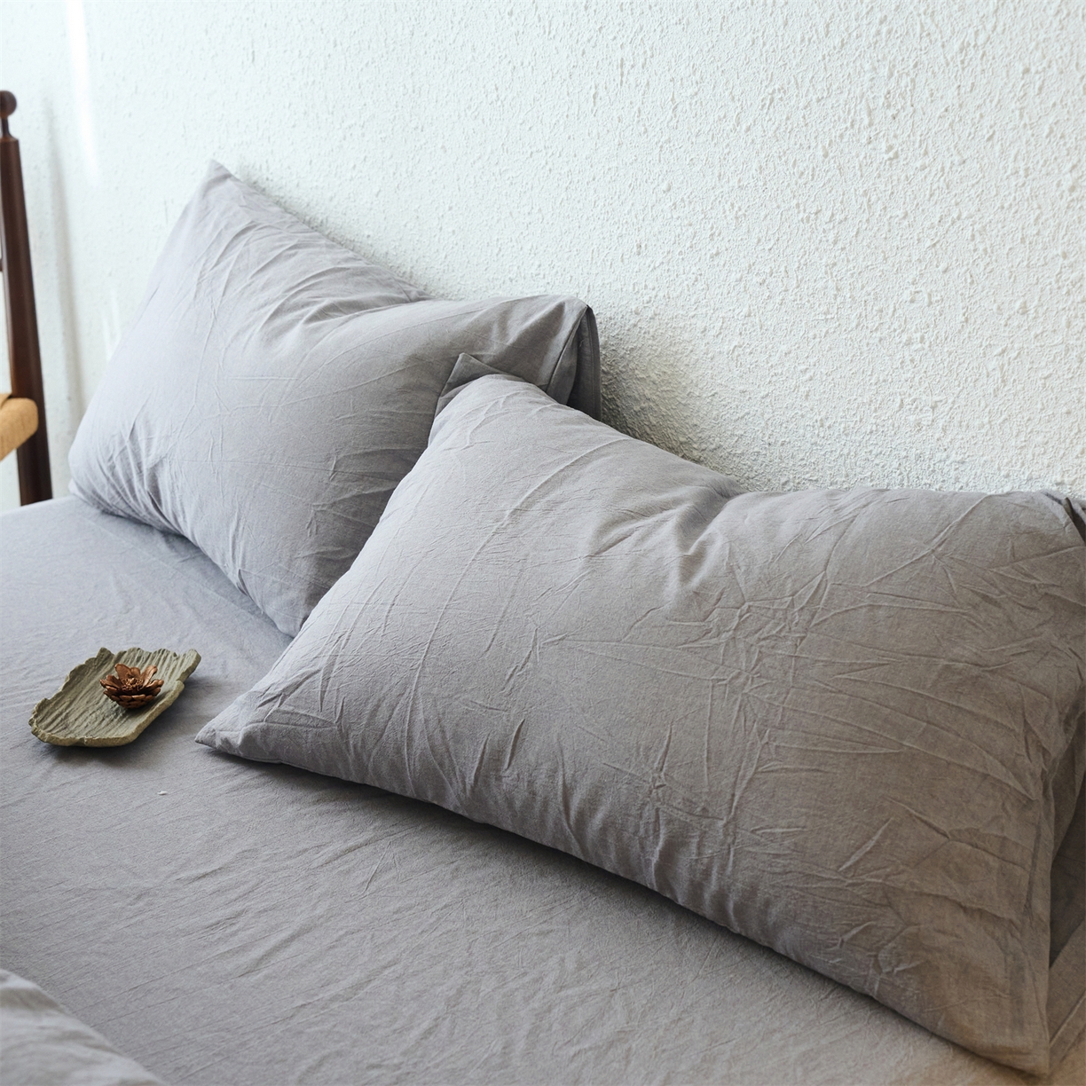 91家纺网 家纺一手货源 找家纺 兰紫橙家纺 2026新款A类色织纯色全棉水洗棉四件套 全棉水洗棉-浅灰