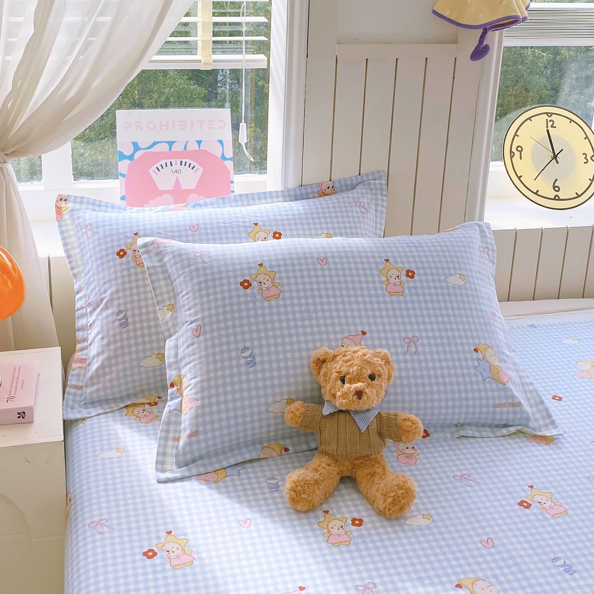 91家纺网 家纺一手货源 找家纺 金丝兔 2026新款ins新疆全棉印花小清新纯棉单被套（提供买家秀和质检报告） 甜梦精灵-蓝