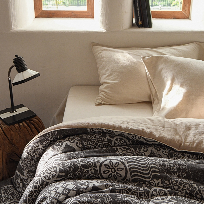 91家纺网 家纺一手货源 找家纺 （总）松色家居 2026新款棉麻超柔被芯-锦纹叠序