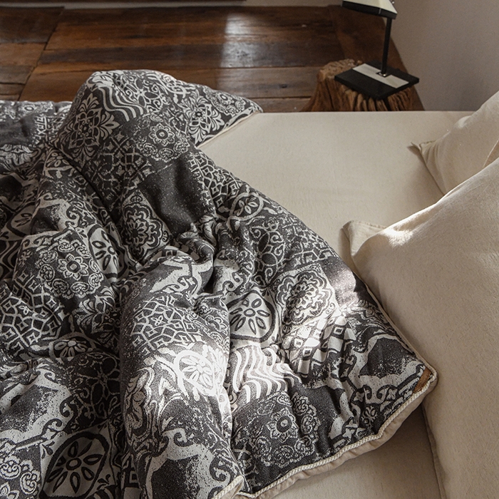 91家纺网 家纺一手货源 找家纺 （总）松色家居 2026新款棉麻超柔被芯-锦纹叠序