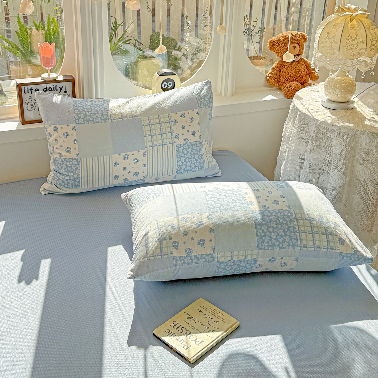 朵朵家纺 2026新款云感木棉皱皱纱双层纱印花单枕套枕套单件单品枕套 兰溪