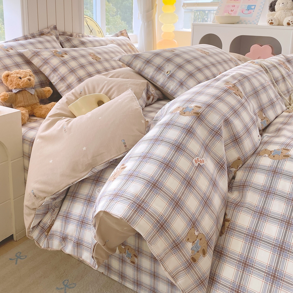 91家纺网 家纺一手货源 找家纺 金丝兔 2026新款ins新疆全棉印花小清新纯棉单被套（提供买家秀和质检报告） 星点漫语