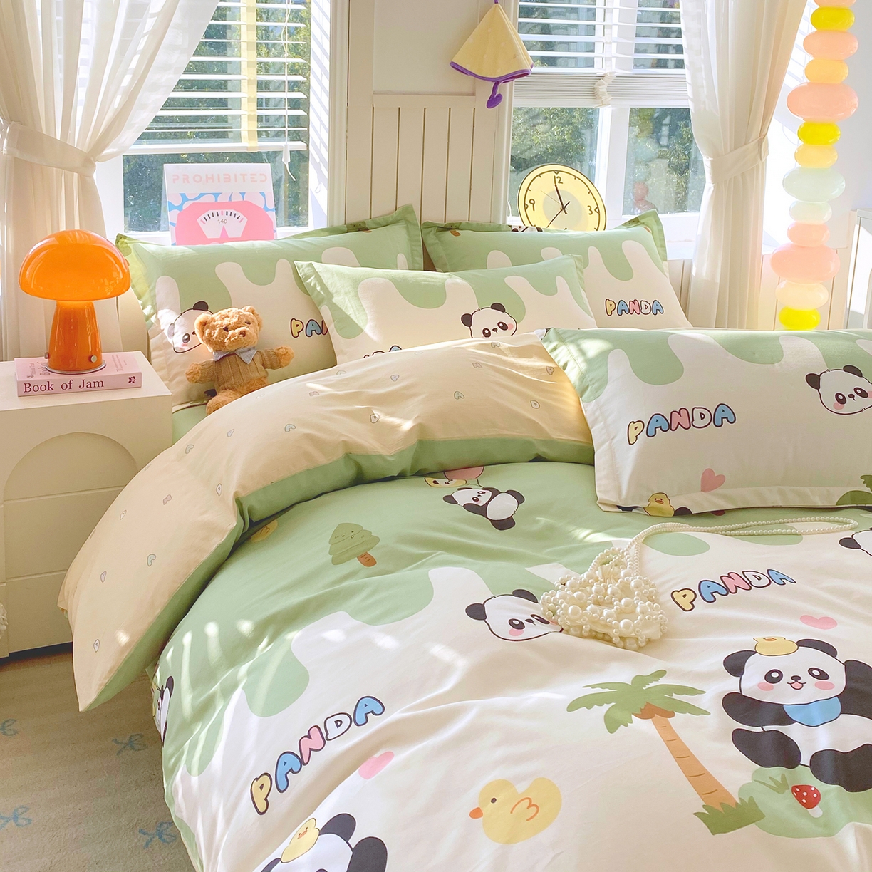 91家纺网 家纺一手货源 找家纺 金丝兔 2026新款ins新疆全棉印花小清新纯棉单被套（提供买家秀和质检报告） 熊猫鸭鸭