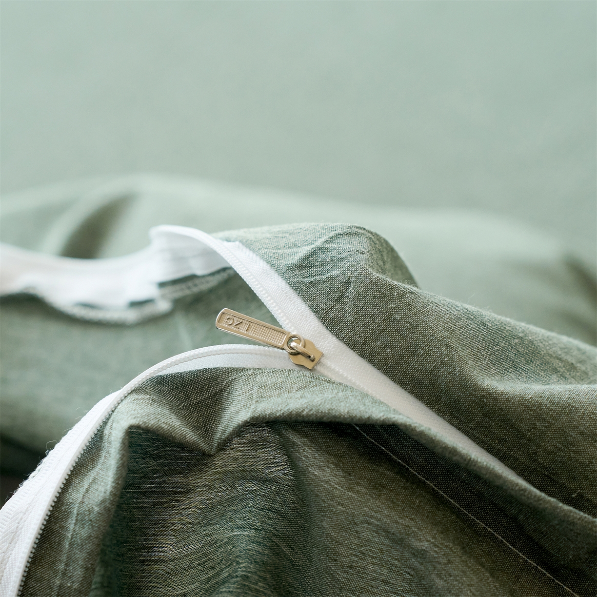 91家纺网 家纺一手货源 找家纺 兰紫橙家纺 2026新款A类色织纯色全棉水洗棉四件套 全棉水洗棉-松绿