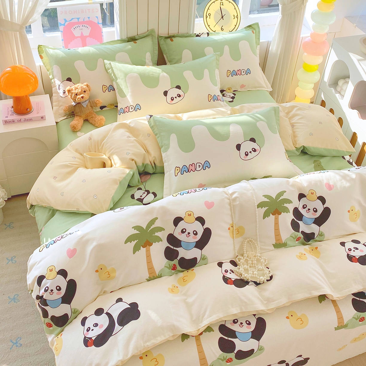 91家纺网 家纺一手货源 找家纺 金丝兔 2026新款ins新疆全棉印花小清新纯棉单被套（提供买家秀和质检报告） 熊猫鸭鸭