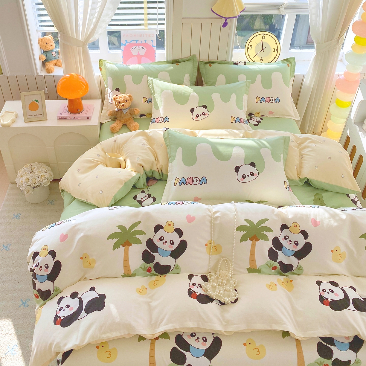 91家纺网 家纺一手货源 找家纺 金丝兔 2026新款ins新疆全棉印花小清新纯棉单被套（提供买家秀和质检报告） 熊猫鸭鸭